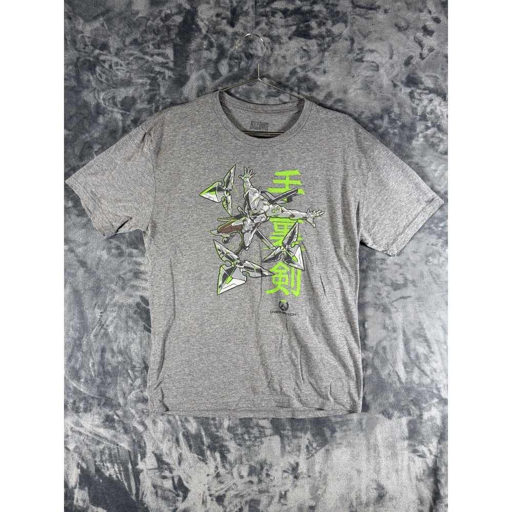 Blizzard Overwatch Genji Shirt Mens Large Gray Graphic Tee Jinx Gaming